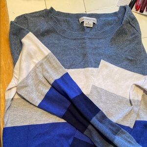 Liz Claiborne Striped Sweater - Blue and Gray